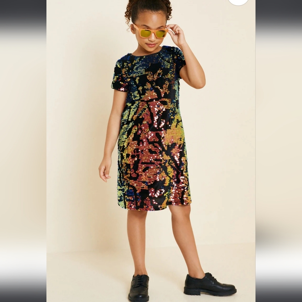 Hayden Girls Reversible Sequin Velvet Mini Shift Dress SZ‎ Large
